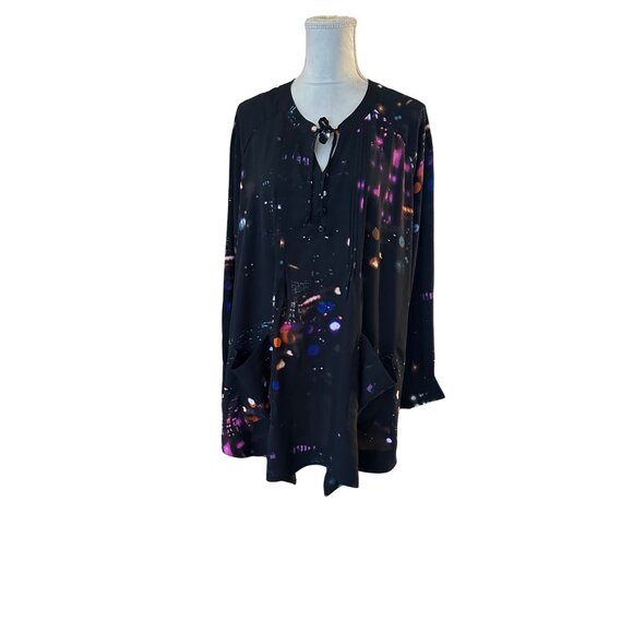Melissa McCarthy Seven7 Tunic Blouse 2X Star Light Print Flowy Long Sleeve - Picture 10 of 12
